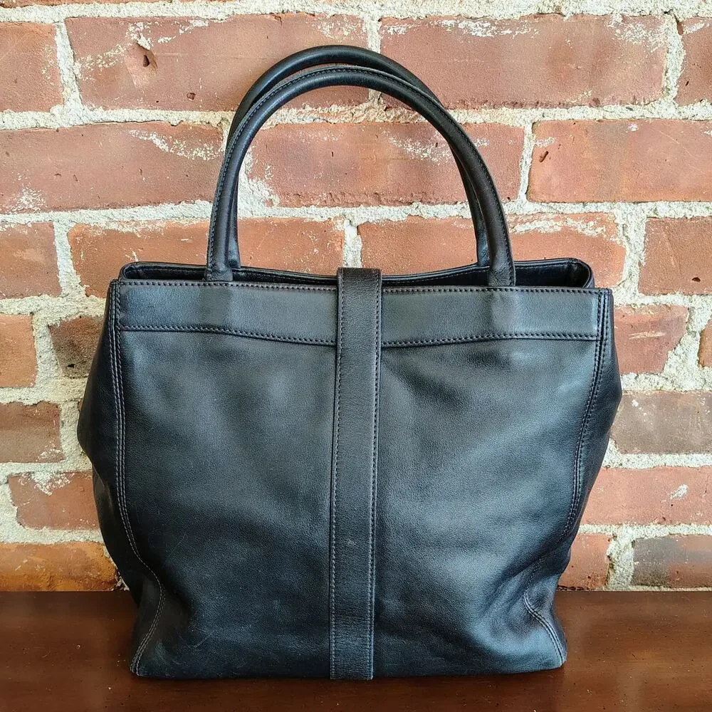 Chanel Vintage 1997 Dark Brown CC Turnlock Leather Tote Serial 5782846